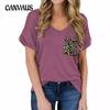 Plus Size Women's Summer V-Neck Pocket T-Shirt Short Sleeve Loose Top