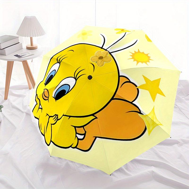 1pc Tweety Bird Looney Tunes Automatic Open/close Folding Portable Umbrella with 8-Rib Structure for Women/Men, All-Season Use a0901026