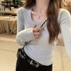 Long Sleeved Knitted Sweater for Women with Slim Square Neck Inside Autumn and Winter Low Neck Sweater