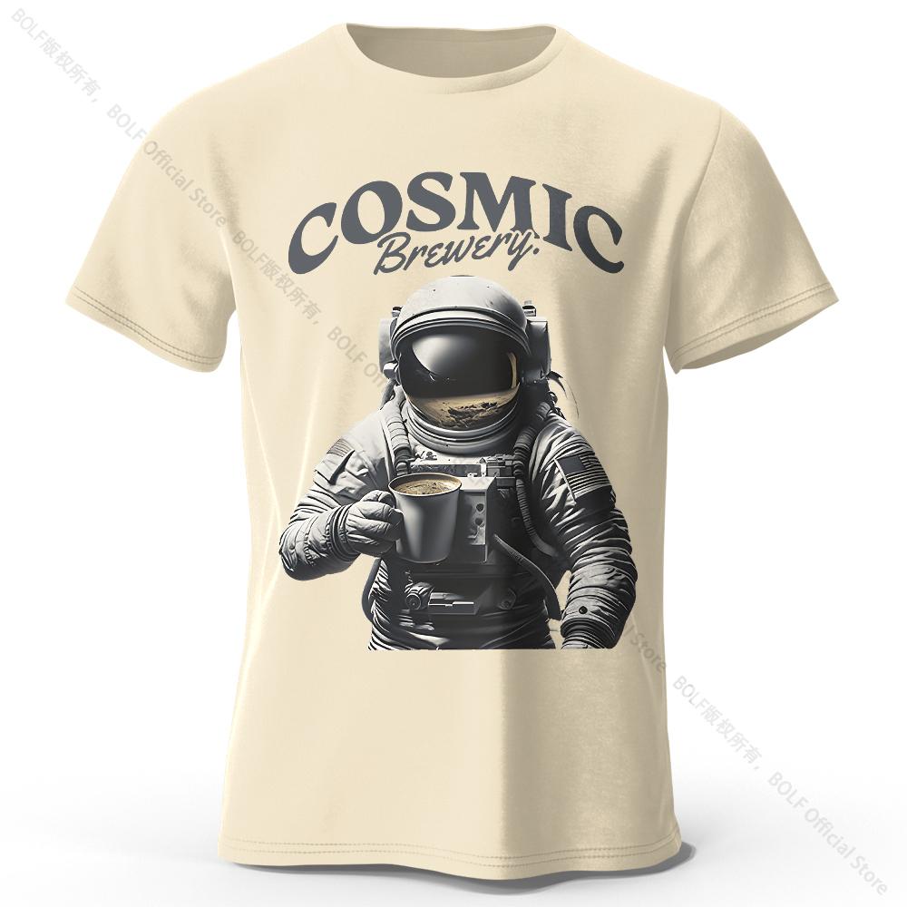 Мужская футболка с принтом Cosmic Brewery, 100% хлопок, свободные футболки с уличной графикой для мужчин и женщин, летние топы