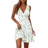 Ladies Casual Fashion V-Neck Sleeveless  Print Dress