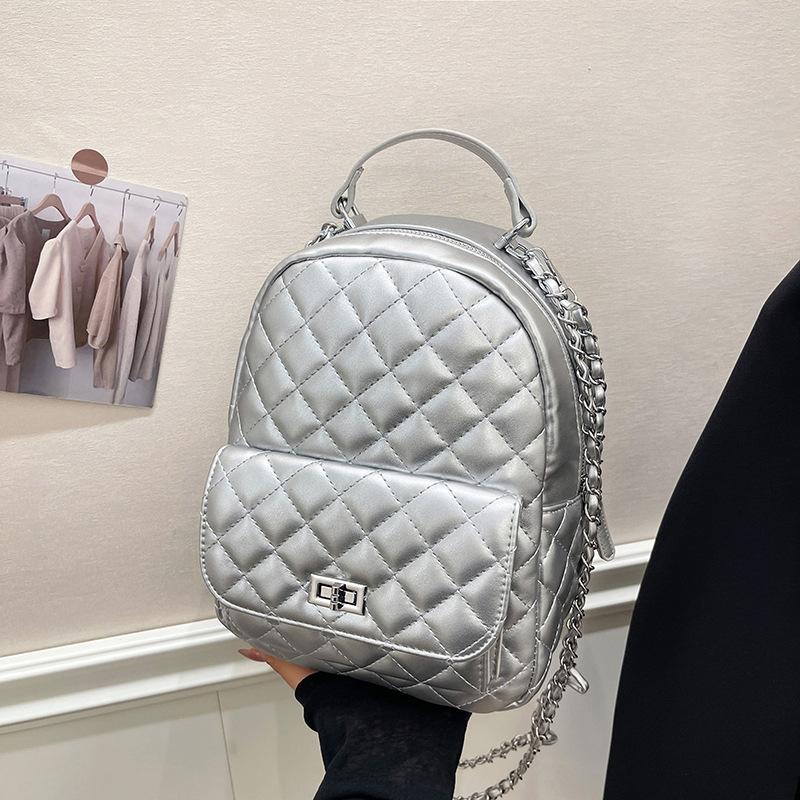 Весенне-летняя новая женская сумка, уличный дорожный рюкзак, ромбовидная вышивка нитью, универсальная простая сумка на цепочке