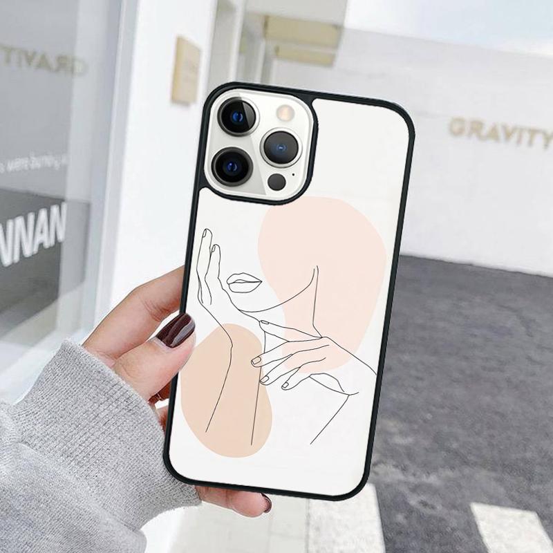 Цветочная Девочка Рисунок Линией Чехол для Телефона Для iPhone 17 Air 15 16 Чехол 11 13 14 Pro Max 12 Plus Max Fundas