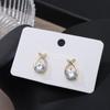 Jewelry Party Gift for Women Girl Cross Fishtail Earrings Zircon Earrings 18k Gold Plated Piercing