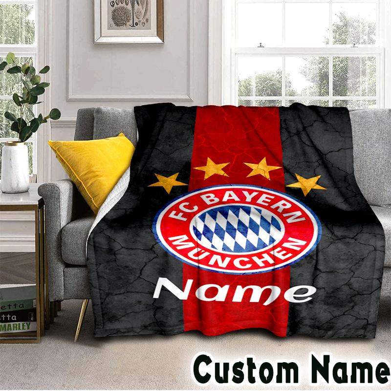 Custom Name Bayern Crest Throws Blanket Flannel Blankets for Couch Bed Gifts for Men Women Picnic blanket Christmas fan gifts