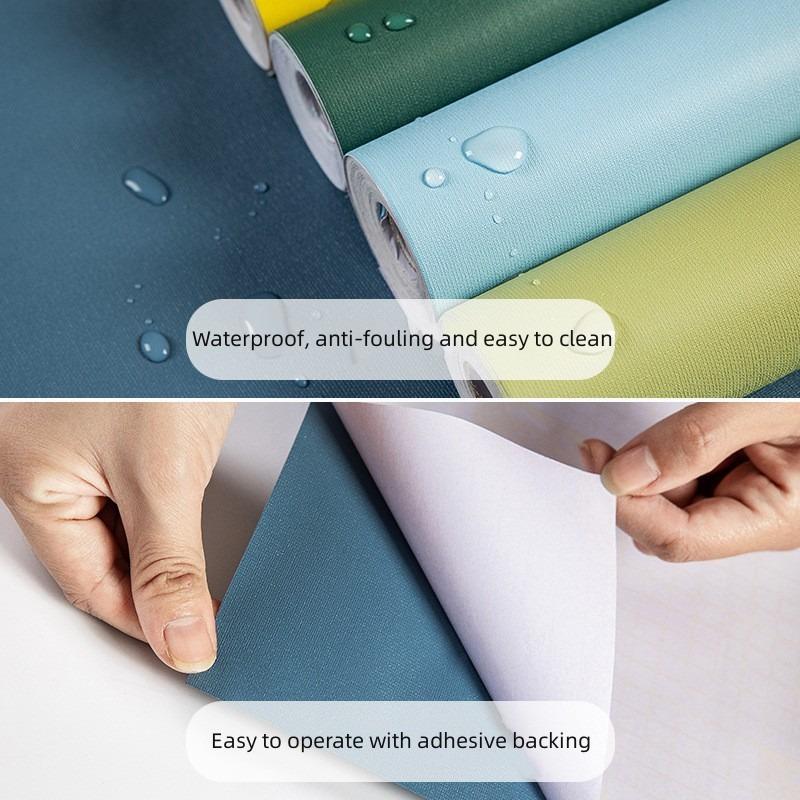 Однотонные обои из ПВХ, самоклеящиеся утолщенные обои для оклейки стен, ремоделирования мебели, обои для ремонта