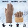 1 пара зимних вязаных перчаток, толстые плюшевые однотонные двухслойные перчатки для прикосновения к экрану, высокоэластичные, ветрозащитные, сохраняющие тепло, перчатки для велоспорта