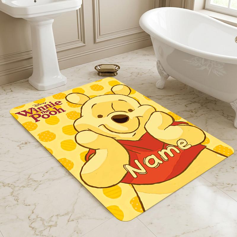 Custom Name Winnie Pooh Living Room Non-Slip Area Rug Soft Carpet for Bedroom Kids Playroom Sofa Office Home Decor Doormat