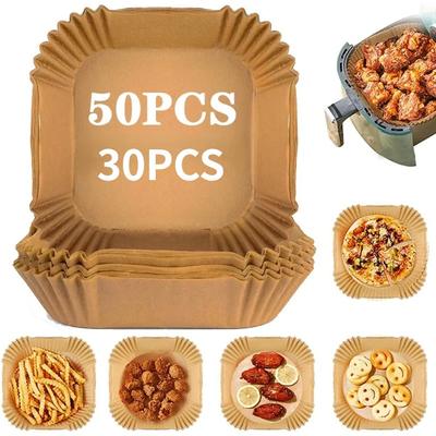 50/30 шт. Кухонные принадлежности Воздушная кухонная утварь Фритюрница Одноразовая бумага Кондитерские изделия и принадлежности для выпечки Квадратная круглая форма для выпечки