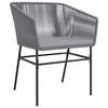 3 Piece Garden Dining Set with Cushions Gray Poly Rattan Glass Table