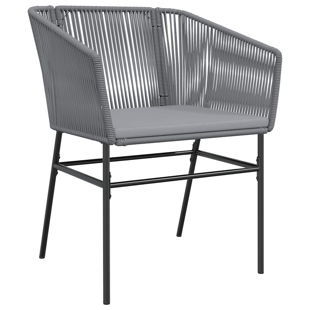 3 Piece Garden Dining Set with Cushions Gray Poly Rattan Glass Table
