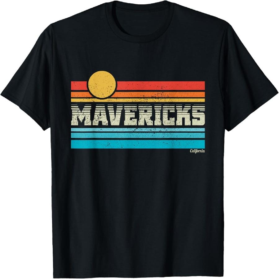 Mavericks Калифорния Ретро Закат Серф-путешествие Я Люблю Серфинг Футболка(1)
