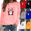 Spring and Autumn Women's Christmas Theme Printed Sweater Thickened Round Neck Long Sleeve Casual Sweatshirt Plus Size Top