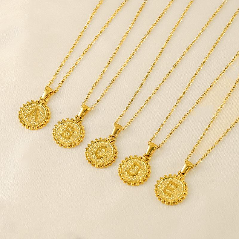 Подвеска-ожерелье из нержавеющей стали с гальваническим покрытием из 18-каратного золота, двухсторонняя, с надписью «love» на английском языке, круглый дизайн из титановой стали