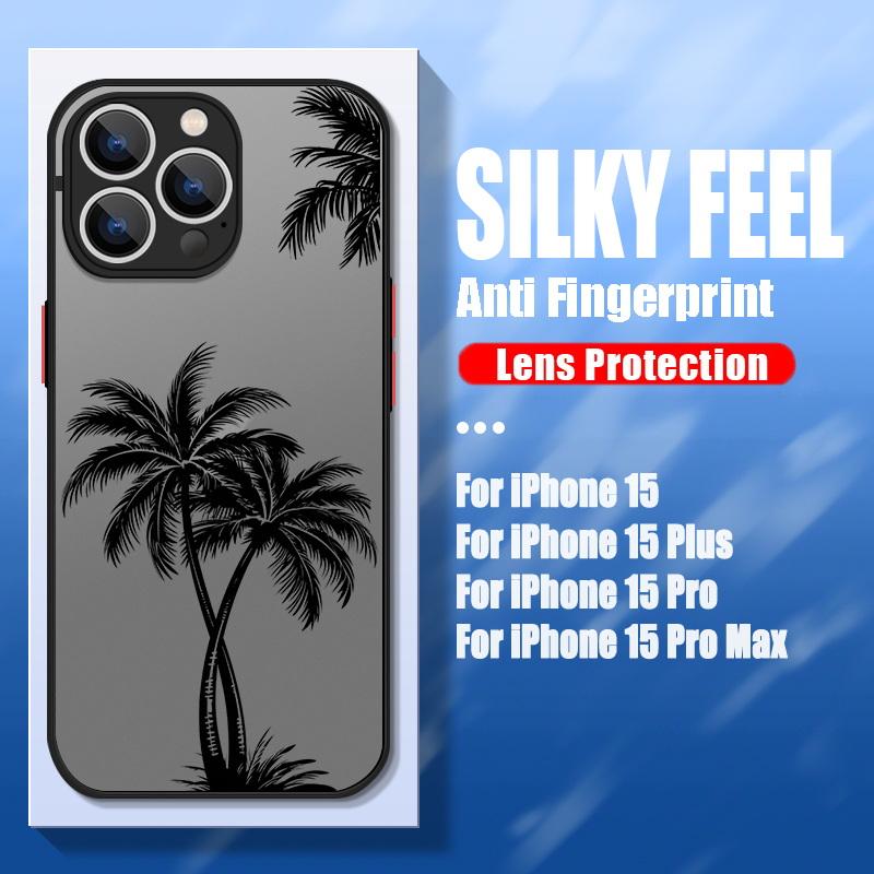Чехол Кокосовая пальма для iPhone 17 15 14 Pro Max Coque iPhone 11 12 13 16 Pro Max Air Роскошный Гибридный TPU+PC Жесткая Задняя Крышка Fundas