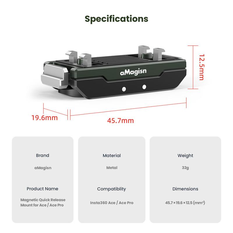 Для Insta360 Ace Pro быстросъемное крепление Snap-On Magnetic 2 Prong Mount и крепление с резьбой 1/4 для Insta360 Ace Pro / Insta360 Ace