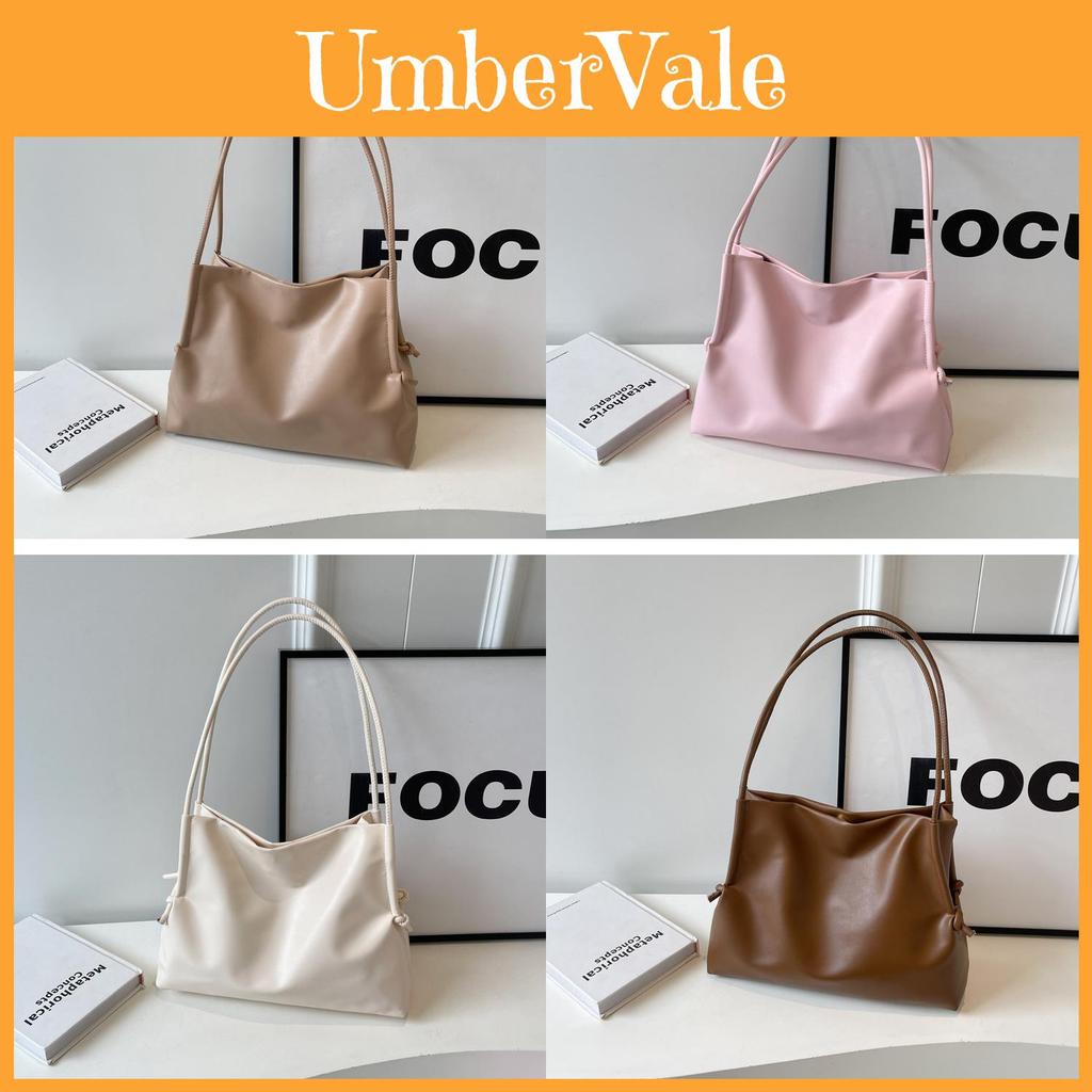Large Capacity Single Shoulder Tote Bag Pu Fabric With Sewed Design For Casual Outings