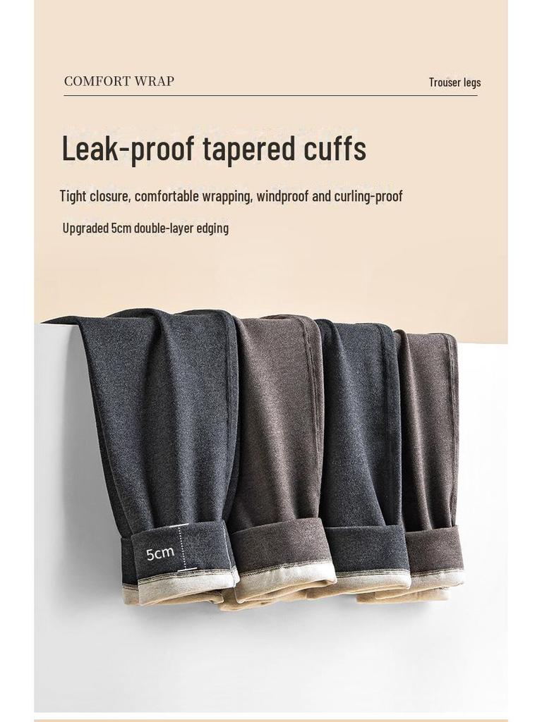 Мужские толстые бесшовные леггинсы из шелка и шерсти с бархатом на осень/зиму