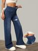 Женские джинсы палаццо с высокой посадкой, эластичные джинсовые брюки, джеггинсы с эластичной талией, свободные прямые джинсы для повседневного комфорта