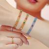 Trendy INS Style Chain Ribbon Set Geometric Multi-Color Zircon Titanium Steel PVD Coated Necklace Bracelet Stainless Steel