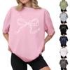 Женская повседневная футболка с принтом, пуловер с круглым вырезом, топ с короткими рукавами