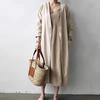 Women's Summer Long Trench Coat Casual V-Neck Cardigan Sun Protection Long Sleeve Jacket Cotton Outwear Robe