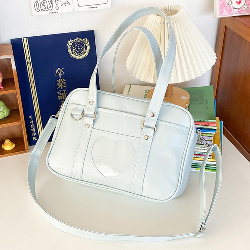 Женские Девичьи Сумки для Косплея Прозрачные Сердечки из ПУ Школьная Сумка Jk Регулируемый Ремень Японская Школьная Сумка Стильная Сумка для Поездок