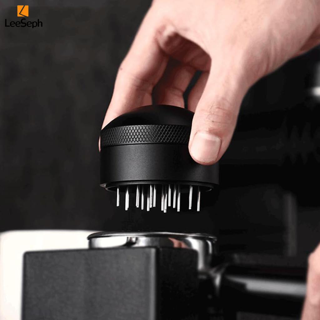 Leeseph Coffee Cloth Powder Needle, 51/53/58mm Hand Adjustable Depth Coffee Stirrer with Base, for Home, Kitchen, Bar, Cafe