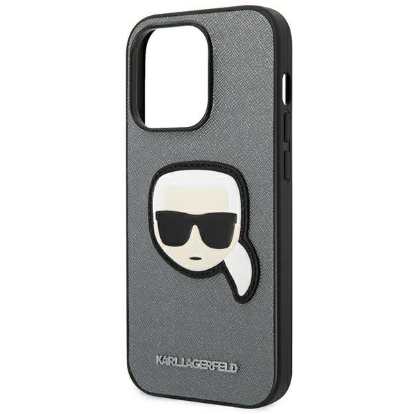 Etui do iPhone 14 Pro Karl Lagerfeld Saffiano Srebrne
