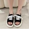 Women Hollow Out Slippers Sexy Lace-up Sandals Ladies Square Toe Plaid Canvas Cross Strap Female Summer New Casual Sandals