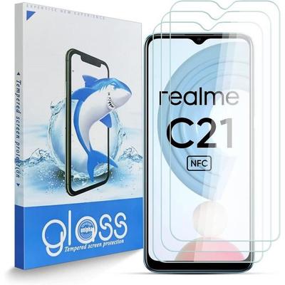 Набор-3 Закаленное стекло для realme C21 - E.F.CONNECTION - Защита экрана 9H Ударопрочная