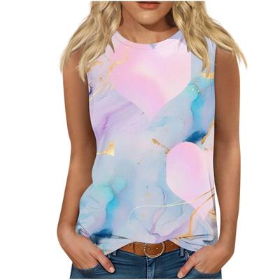 Женские майки с яркими полосками с 3D-принтом, новые, с круглым вырезом, повседневный жилет, с открытыми плечами, элегантный топ Y2k без рукавов, майка, женская одежда