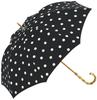 Because Long Umbrella 47cm UV Protection Parasol Polyester Bamboo Handle For Sunny and Rainy Days Umbrella Stylish Black Small Polka Dot Women's