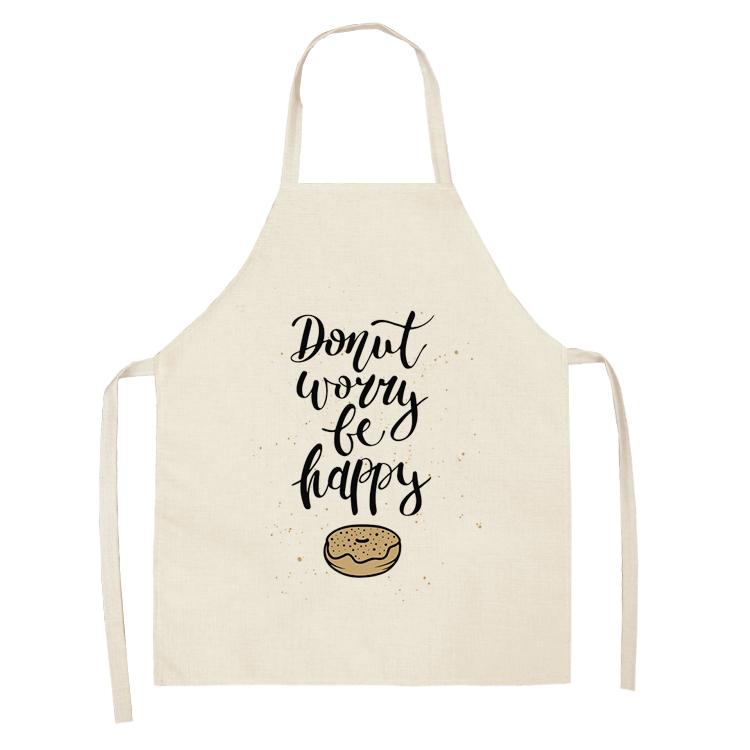 Letter Alphabet Kitchen Apron For Women Linen Bibs Household Cleaning Pinafore Cooking Apron 68*55cm Waist Baking Barista Aprons