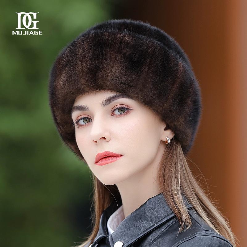 Норковая шапка женская зимняя новая норковая меховая шапка-цилиндр модная теплая универсальная меховая шапка для пожилых мам
