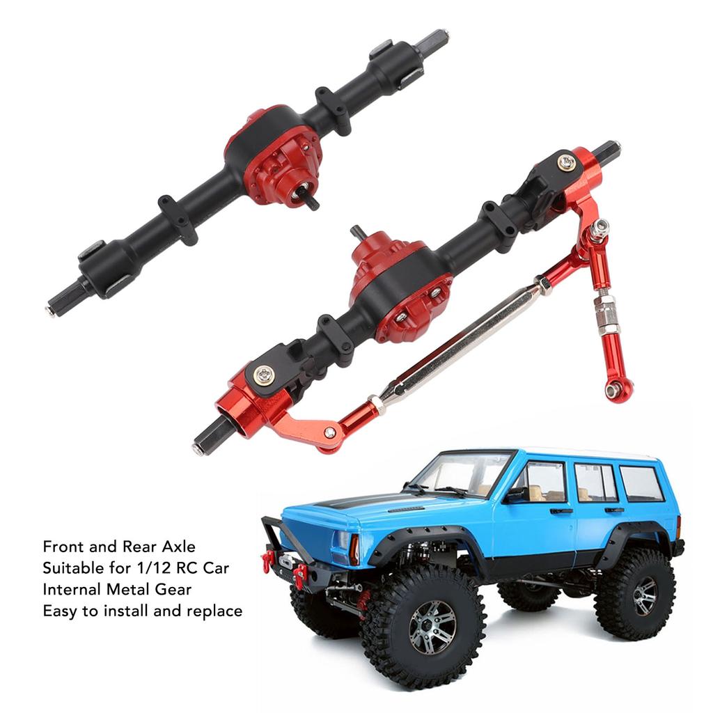 Metal Gear Axle Set Front and Rear Axle Replacement for D90 D91 D96 D99S MN90 MN96 MN99 MN99S FJ45 1/12 RC Car Black