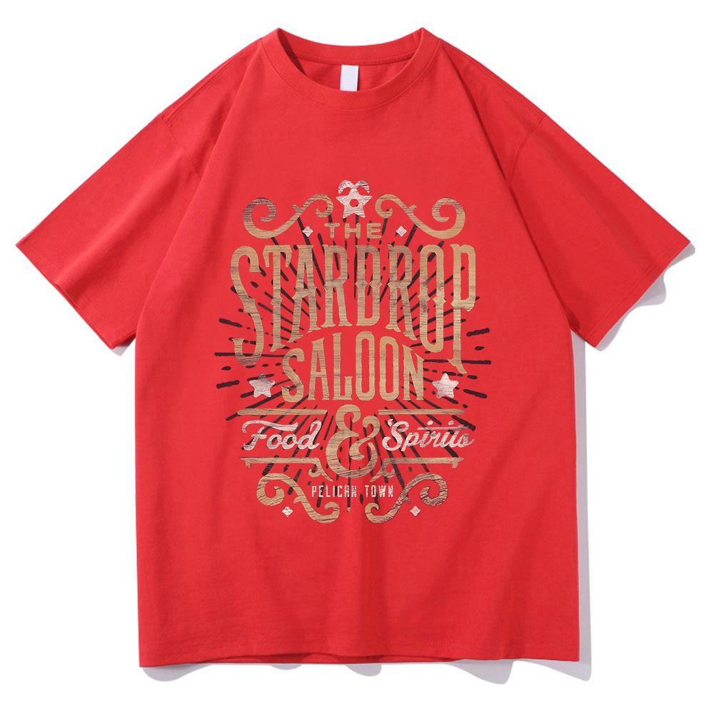 Stardew Valley Stardrop Saloon T Shirts Harajuku Retro Print T Shirt Gamer Lover 100%Cotton Short Sleeve Tshirt Unisex Comfort Tees Men women clothes