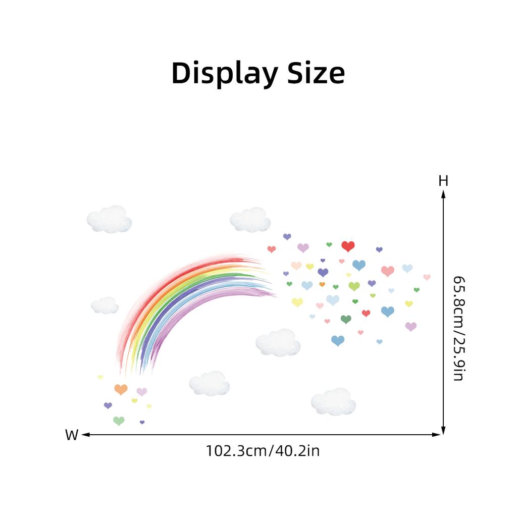 1 шт. Акварельные Мультяшные Радужные Многоцветные Наклейки на Стену с Рисунком Сердечек для Детской Комнаты Спальни Декора Наклейки на Стену Домашний Декор