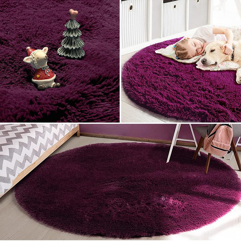 Розовый Круглый Ковер Пушистый Мягкий Коврик для Пола Детская Комната Девочек Замок Принцессы Плюшевый Ковер Гостиная Домашний Декор