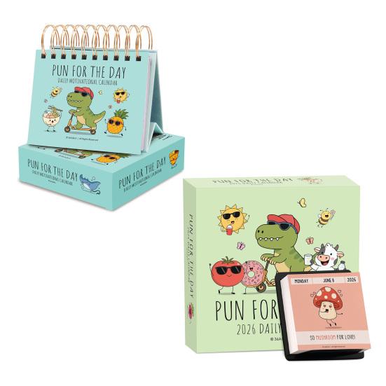 2026 Funny Pun Calendar Daily Tear-Off Desk Calendar with 365 New Puns Jokes And Notes Compact Spiral Bound for Office Home Decor