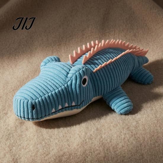 Aggressive Chewers Toys for Dogs Corduroy Crocodile Dog Toy, Squeaky Plush Chew Soft Cute Animal Shape Stuffed Small to Medium Biting, Interactive
