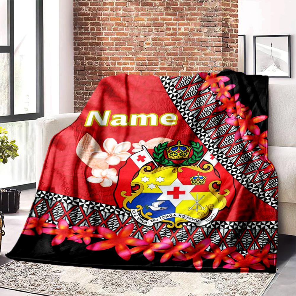 Custom Name Tonga Polynesian Tattoo Design Home Customize Your Name Blankets Comfortable Soft Lightweight Allseason Multipurpose Blanket For Picnics