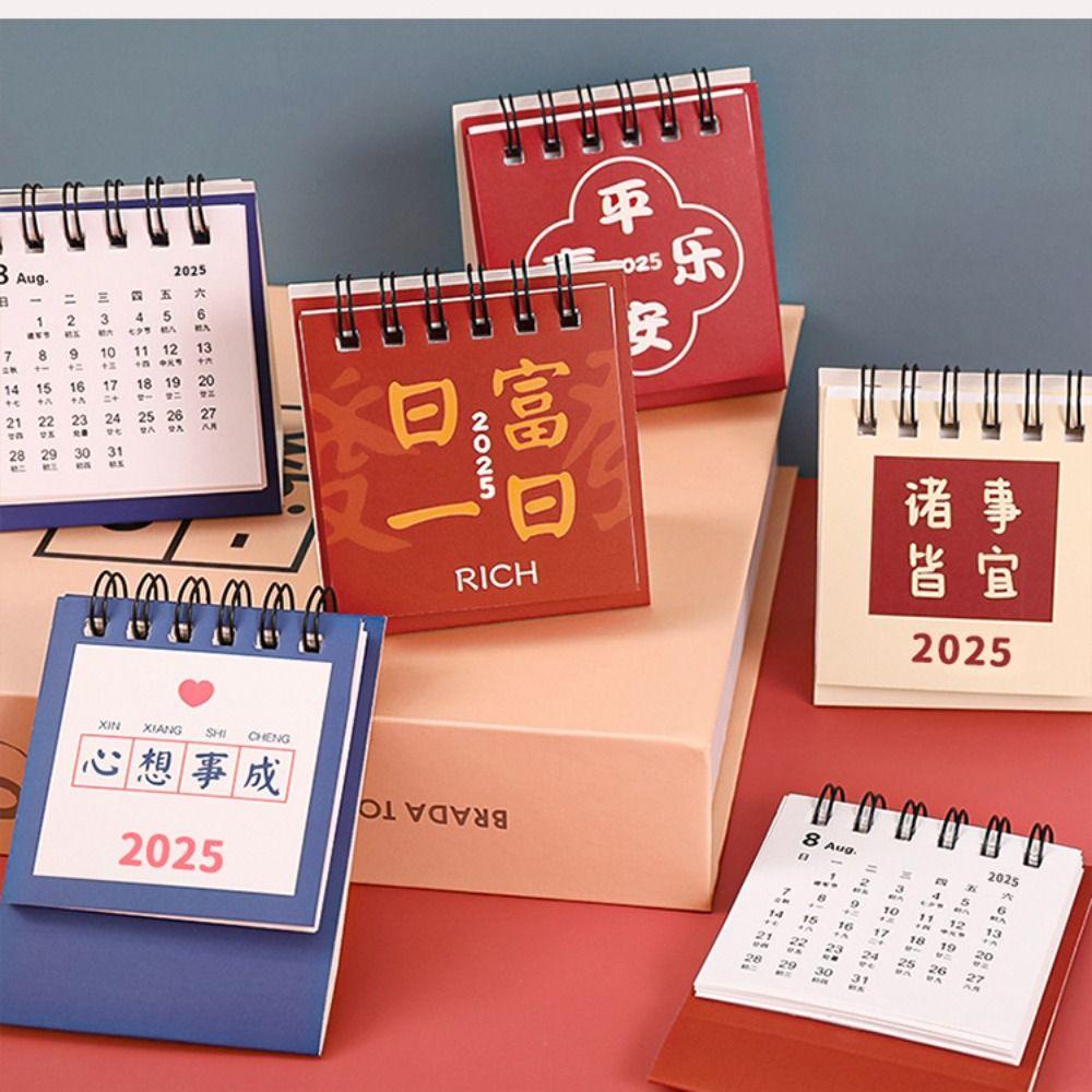 2025 Mini Desktop Paper Calendar Multi-function Agenda Organizer Home Office Supplies