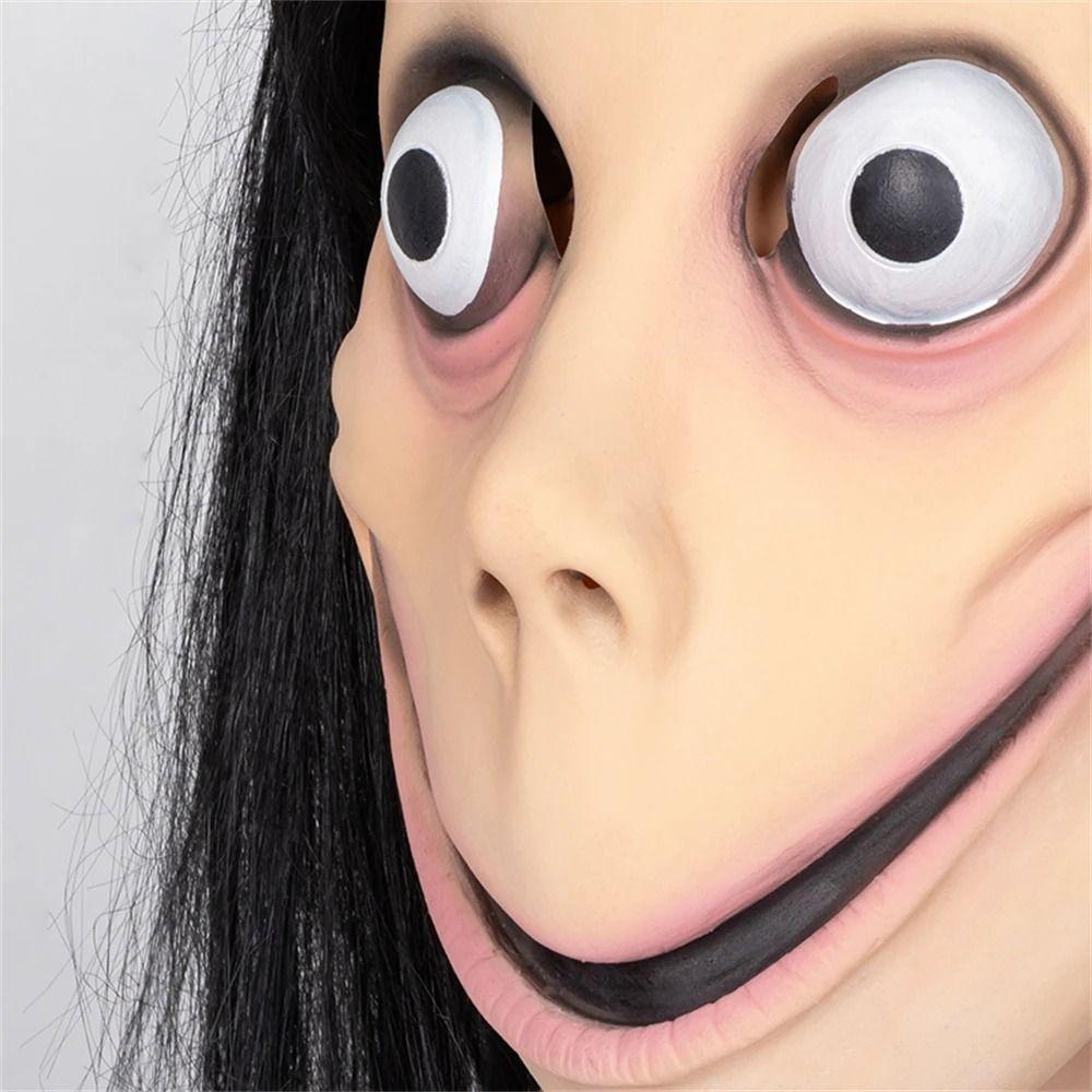 Косплей Хэллоуин Призрачная маска Головной убор Парик Хэллоуин Маска Момо Страшная маска Хэллоуин Реквизит