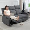 3-Seater Sofa, Individually Adjustable Backrests, Footrest, Fabric Cover, Metal, Grey