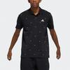 adidas Мужская спортивная футболка-поло с коротким рукавом Fi Polo Aop, черная, с принтом логотипа, для тренировок GP0994