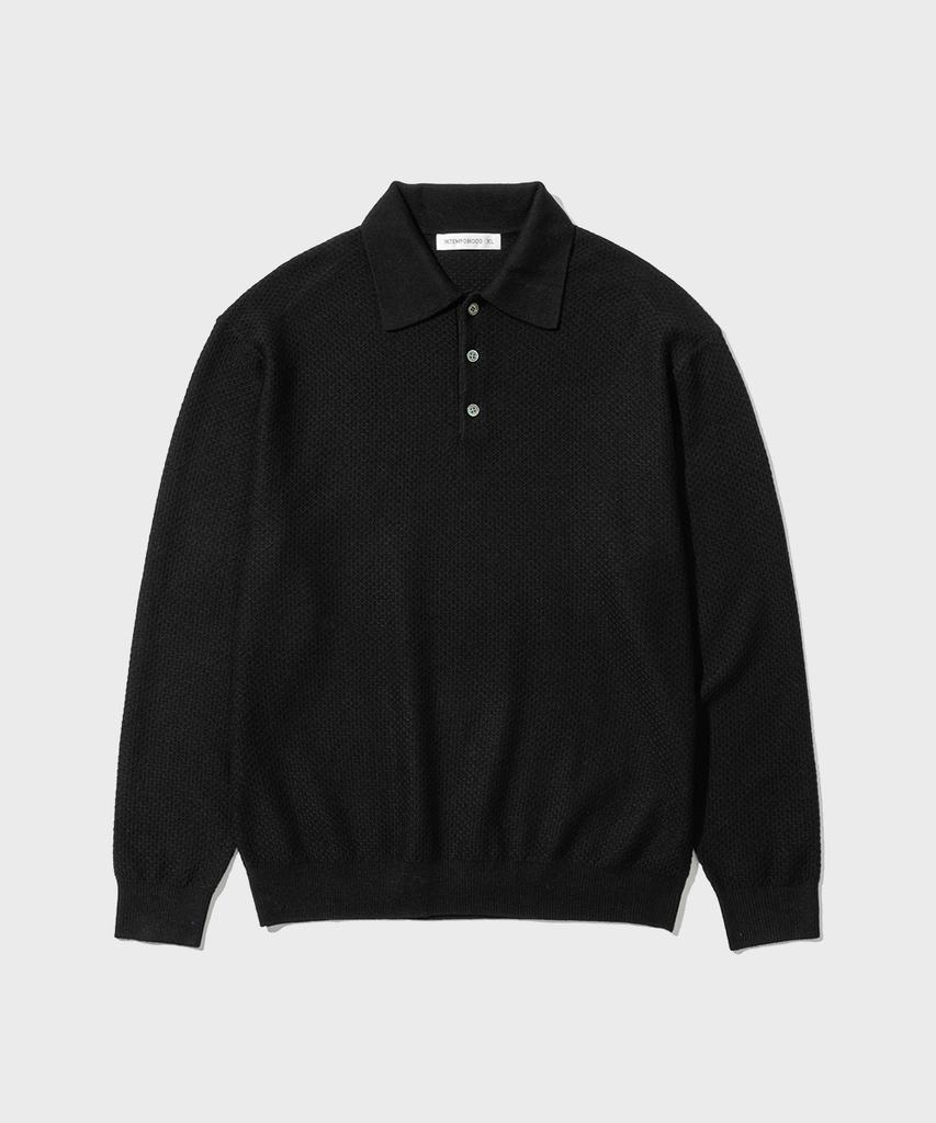 INTEMPOMOOD Soft Touch Waffle Collar Knit_Stone Gray