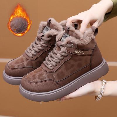 Зимние Новые Женские Повседневные Хлопковые Ботинки с Флисом для Тепла Удобные Противоскользящие Прочные Снежные Ботинки