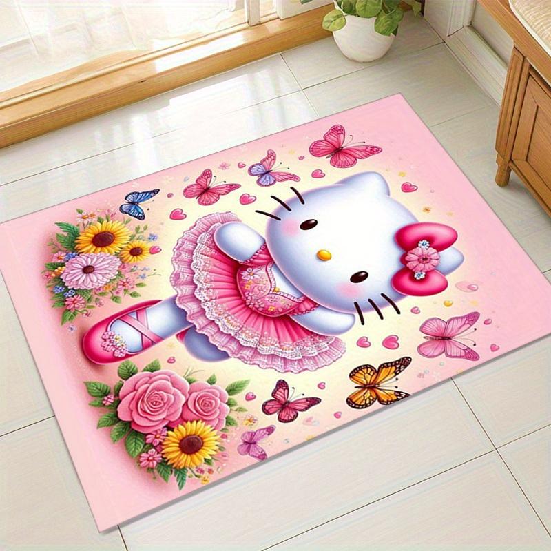 1 шт. Розовый ковер Hello Kitty с бабочками и цветами - Ковер для офиса | Ковер для улицы | Подарок для декора домаz105