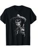 Retro Summer Men's Skull Print 100% Cotton Round Neck T-shirt Outdoor Hip Hop Halloween Large Loose Short Sleeve